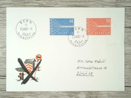 TR09 Enveloppe + Timbre Suisse 1957