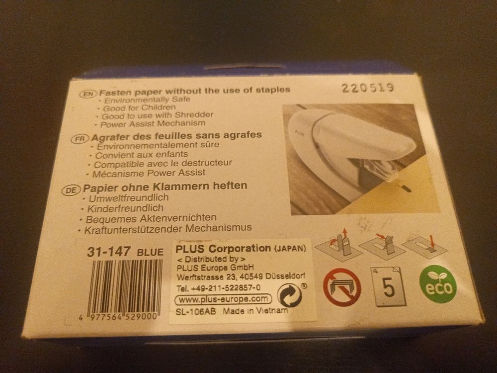Klammerlose Hefter Stapler Agrafeuse sans agrafes 2