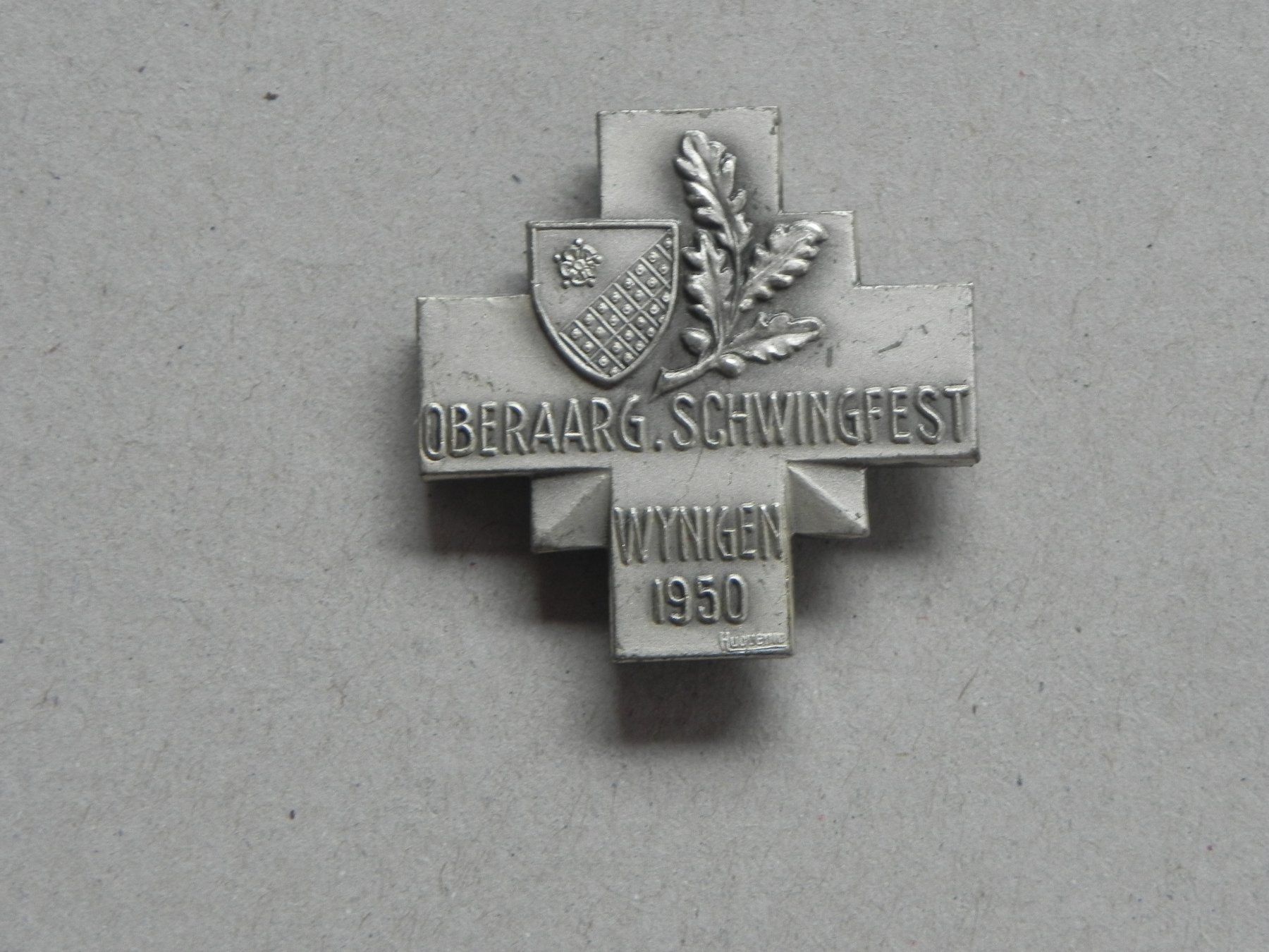 Placchette & Badge: Abzeichen Oberaarg. Schwingfest Schwingen Wynigen BE 1950 – Usato da Siebnen venduto da krimsie