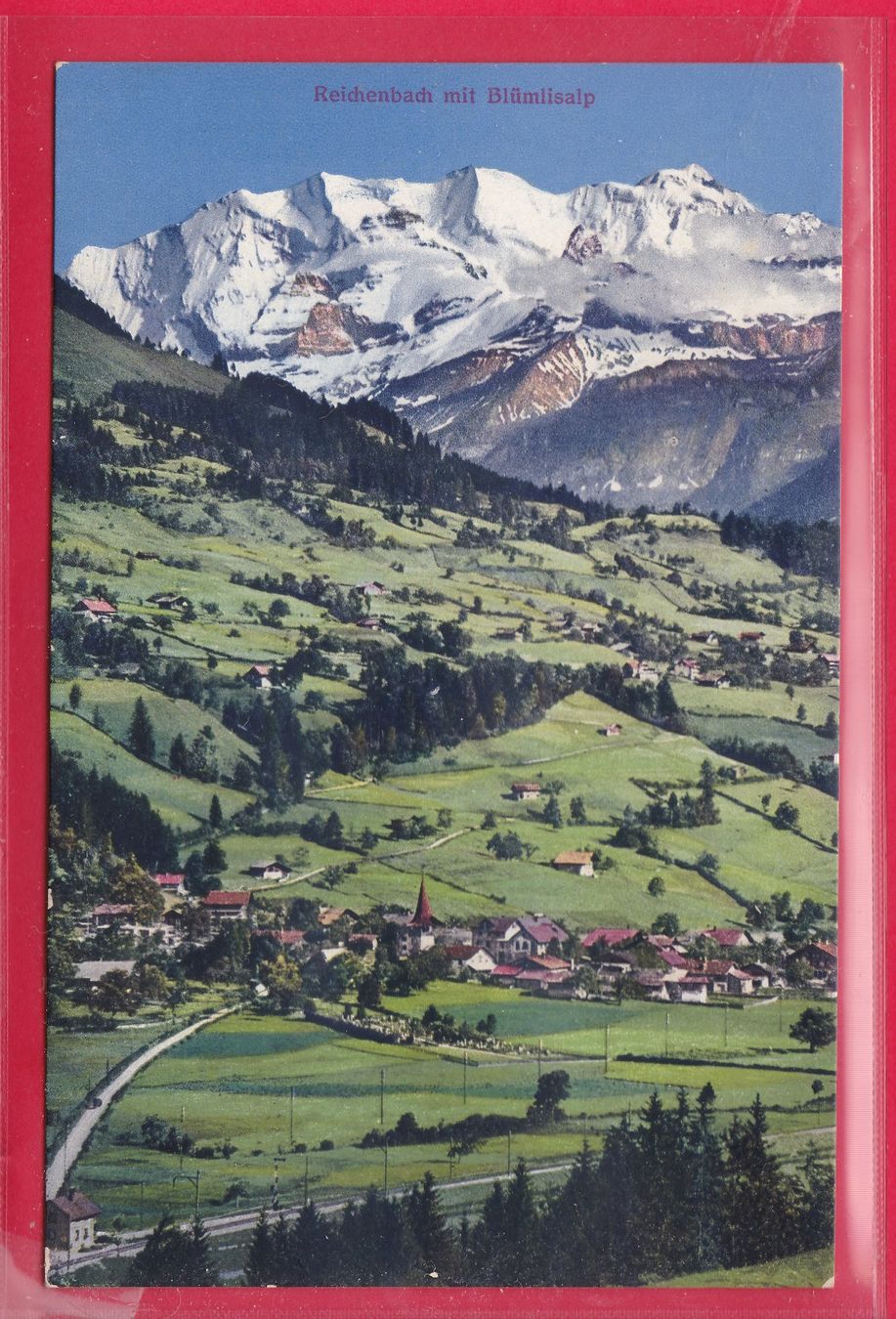 Cartoline postali: REICHENBACH MIT BLÜMLISALP, 17.7.1934 – Usato da Oberrieden venduto da Gebirgsstelze