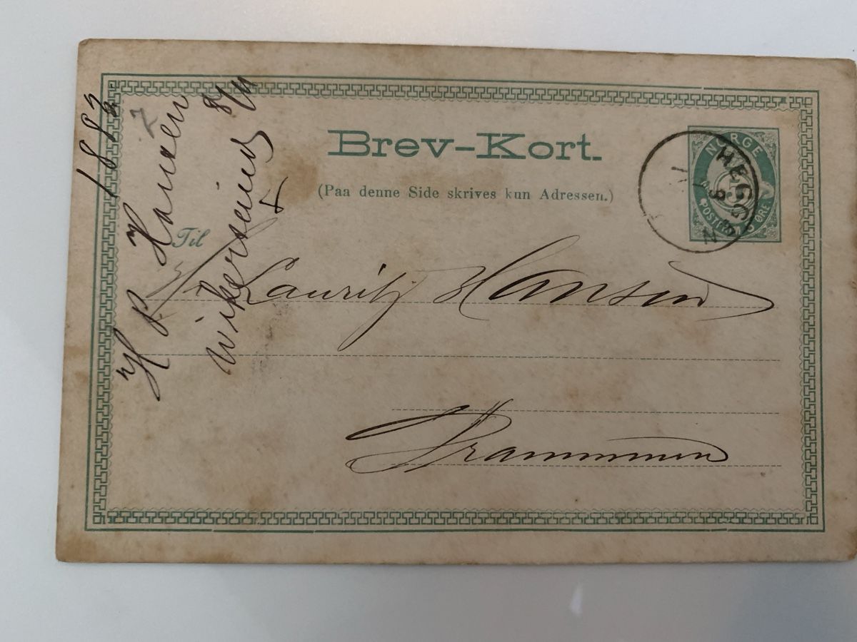 Cartoline postali: Alte Postkarte Norwegen 1882 Brev-Kort. – Usato da Erlenbach ZH venduto da Ritschly