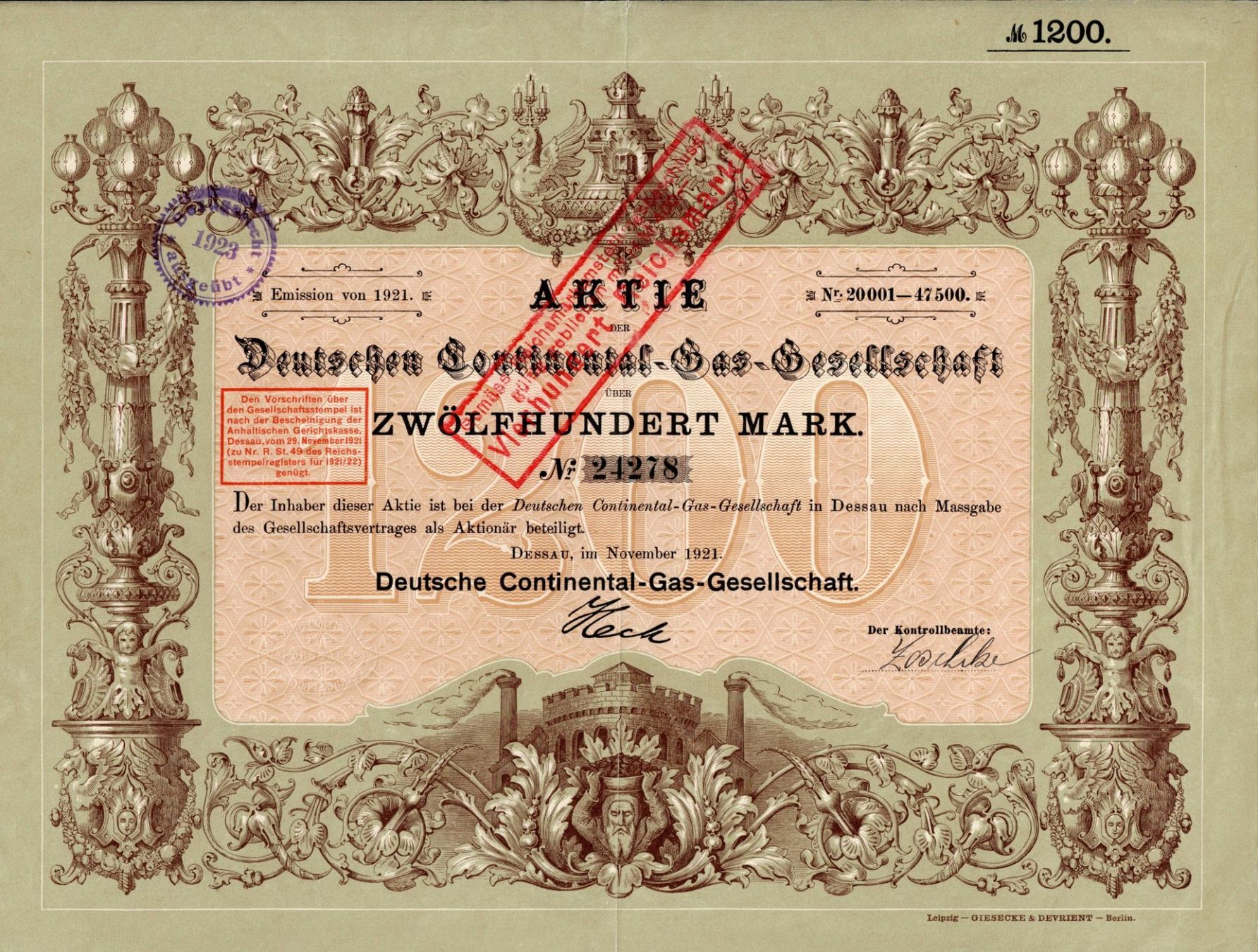 Documenti: Deutsche Continental-Gas-Gesellschaft – Usato da Ittigen venduto da hiwepa