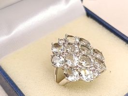 Vintage 925er Silber Ring mit grünem Amethyst Edelsteine Top