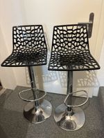 2 Barhocker schwarz Netzdesign höhenverstellbar Metall