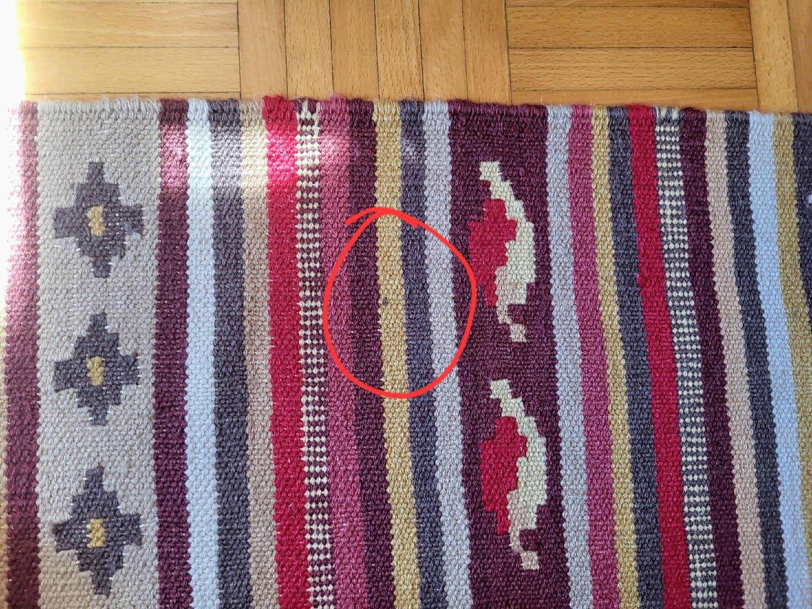 Tappeti: Tapis à rayures, tons rouges et ocres – Usato da Vevey venduto da Nirgal 8