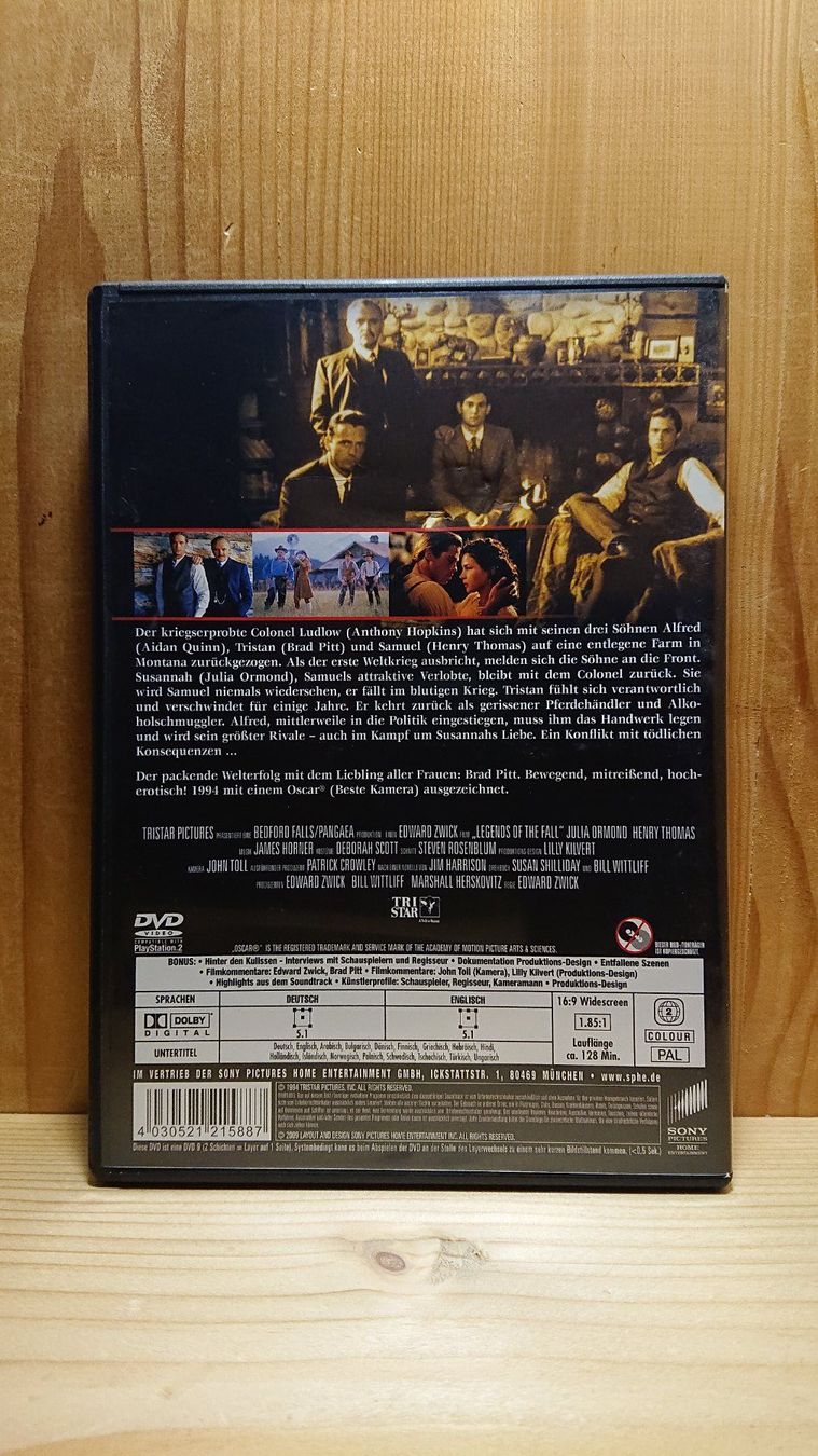 Tutti i DVDs: LEGENDEN DER LEIDENSCHAFT DVD mit Brad Pitt – Usato da Wilderswil venduto da Exebub 1