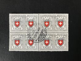 1950, Pro Patria 4er Block Nr.B46 mit Abarten