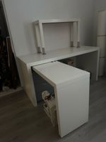 Schreibtisch weiss mit Schubladen und Regalaufsatz