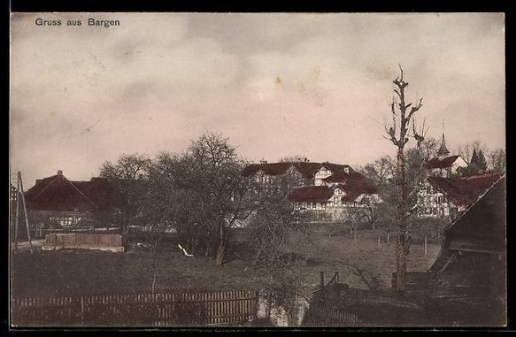 Cartoline postali: AK Bargen, Ortsansicht mit Kirche – Usato da Berlin venduto da bartko-reher