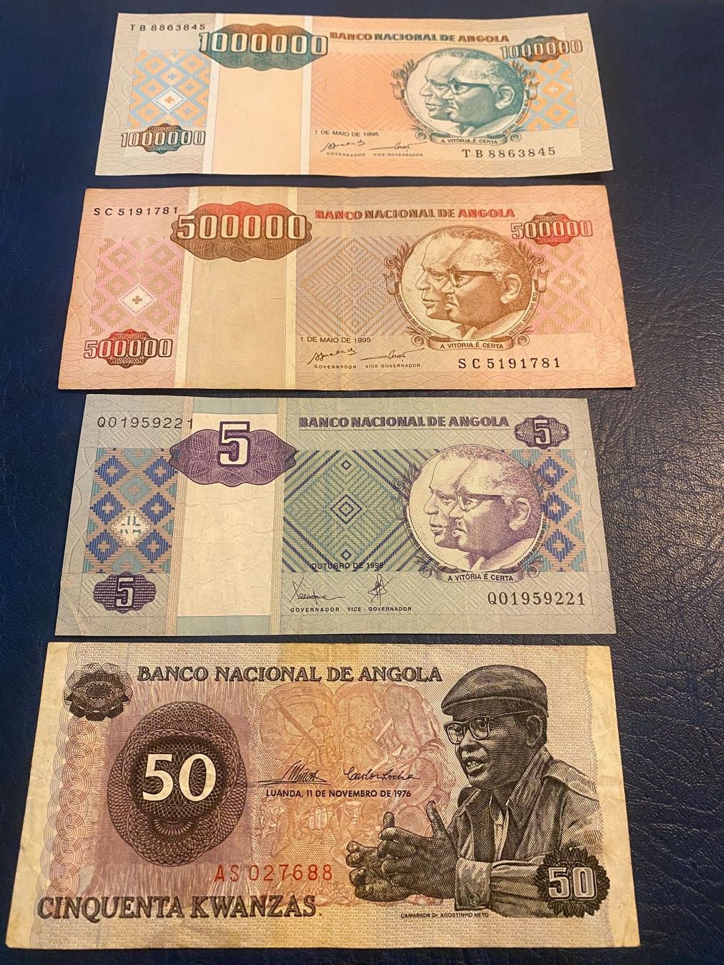 Banknoten: 4 Banknoten Angola – Gebraucht aus Dällikon von Woldbanknoten