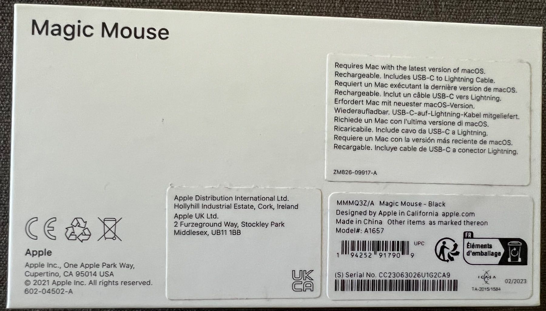 Apple Mouse: Apple Magic Mouse schwarz mit Kabel in Originalverpackung – Nuovo (secondo la descrizione) da Glis venduto da eve_lts7 2