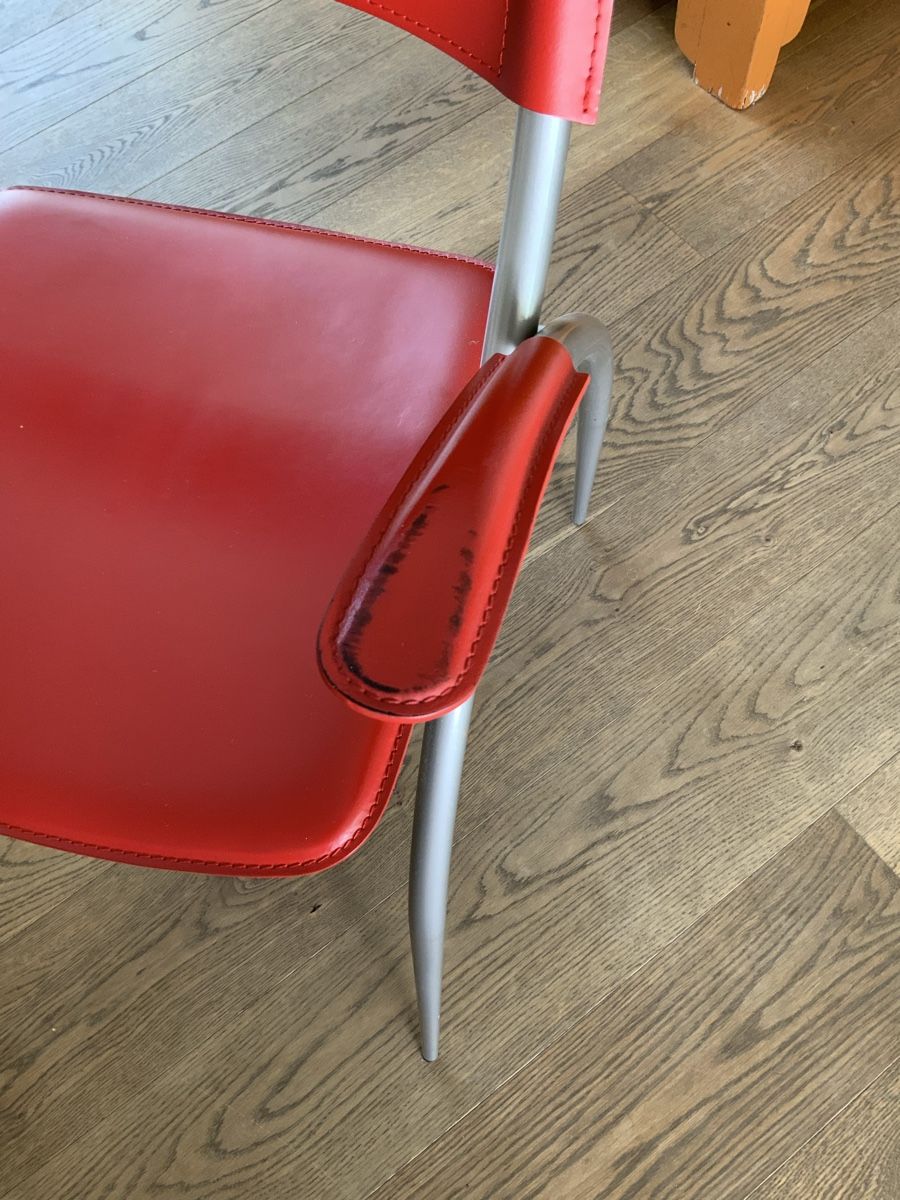 Calligaris Sedie: Rote Design Stühle, Stahlgestell mit rotem Leder – Usato da Birmensdorf ZH venduto da mue_56k9 2