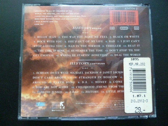 CD: Michael Jackson - History, Past, Present and Future, Book 1 – Usato da Au ZH venduto da sikoku 3