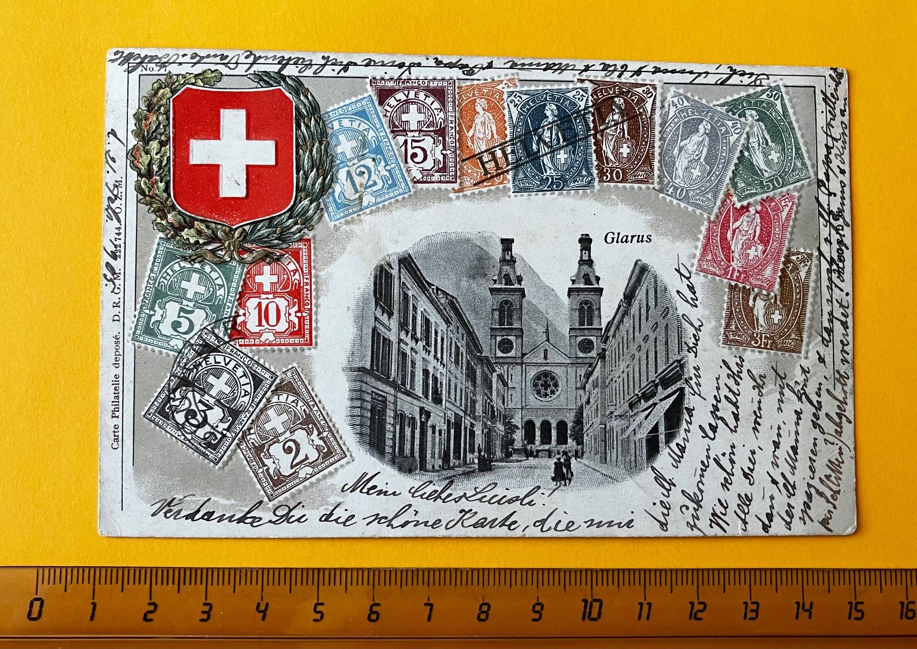 Cartoline postali: AK Glarus 1905 mit Briefmarken – Usato da Aarau venduto da luck123