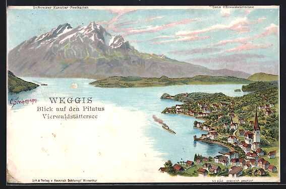 Ansichtskarten: Litho Weggis, Ortsansicht, Blick auf den – Gebraucht aus Berlin von bartko-reher
