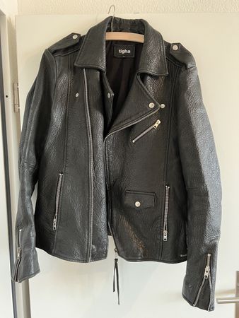 Designer Tigha Lederjacke, echtes Leder, schwarz, Gr. XL