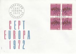 1972 Europa CEPT 2 FDC Viererblockserie