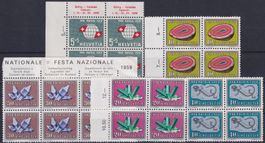 1959, Pro Patria B91-B95 Viererblöcke ** postfrisch