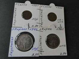Seychellen, Konvolut alte Münzen 1981-82 meist unzirk
