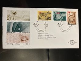 Niederlande 1988 illustrierter FDC Satz Sommer Zoo Artis