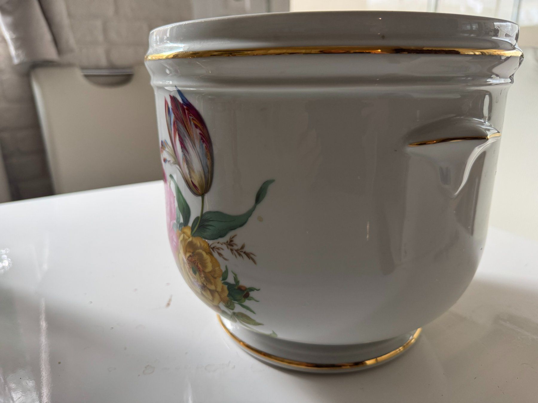 Vasi & Recipienti: vase  handgemalt floral mit Goldrand – Usato da Vaduz venduto da Greenturtle 1