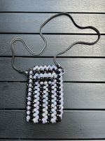 Beaded Phone Bag, Handmade, Black & White - Summer!