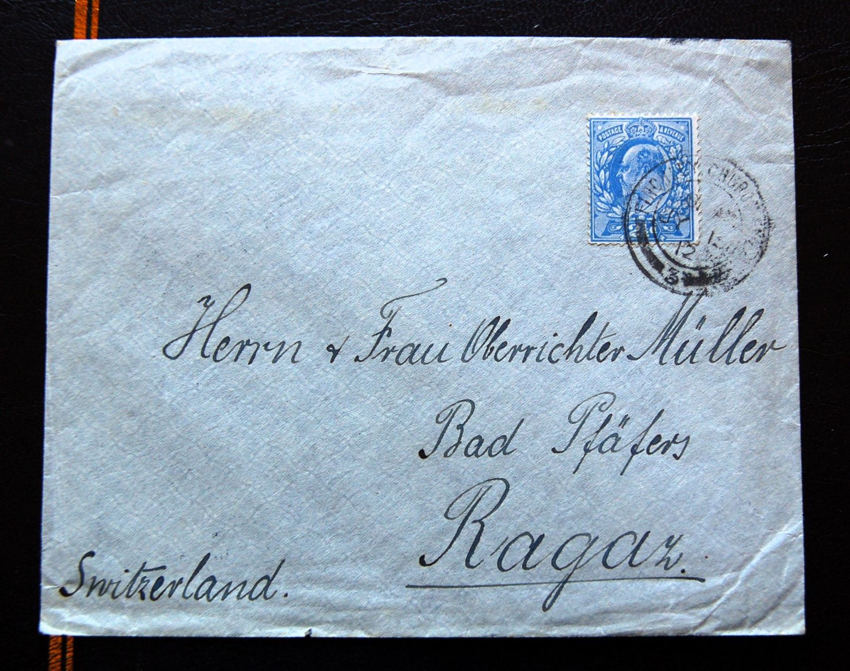 Alle Briefmarken: Lettre 1912 d'angleterre à Ragaz suisse – Gebraucht aus Gland von pas_wxw