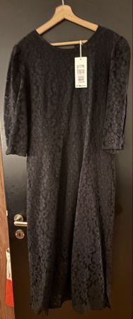 “Cream” Dress Pitch Black Lace 3/4 Sleeve Size 44 - NEW