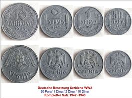 Serbien WW2 Kompletter Münzsatz Lot 3