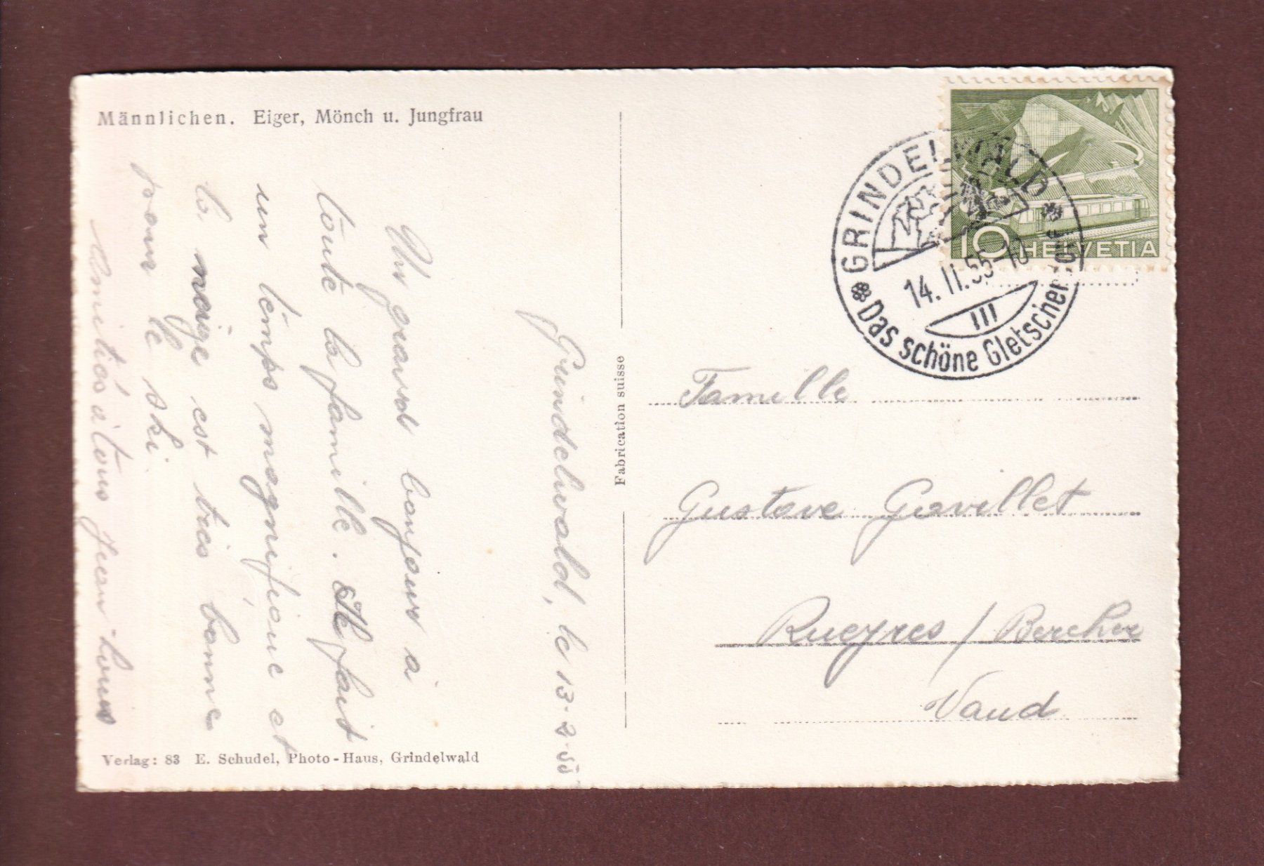 Cartoline postali: MÄNNLICHEN - 1955 – Usato da Pully venduto da nicecards 1