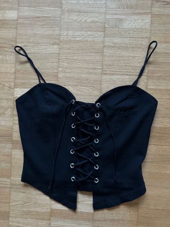 Topshop Top schwarz mit Schnürung