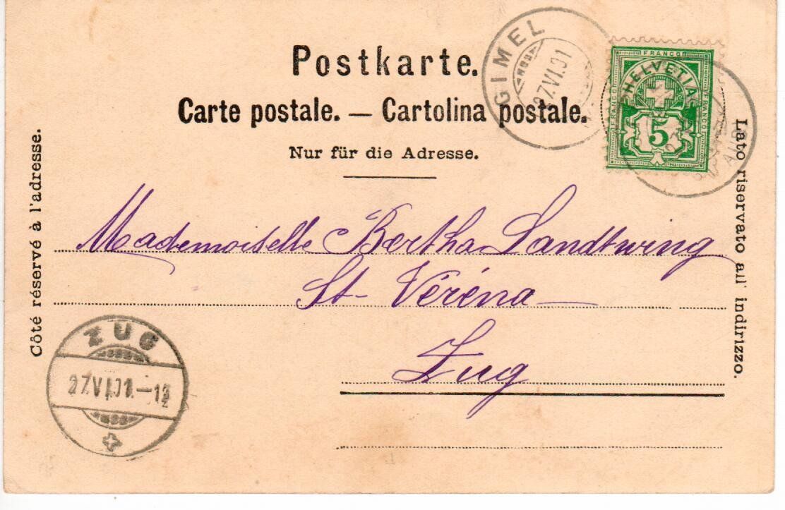 Ansichtskarten: Gimel - Grand Hotel 1901 – Gebraucht aus Wolhusen von Curver9 1