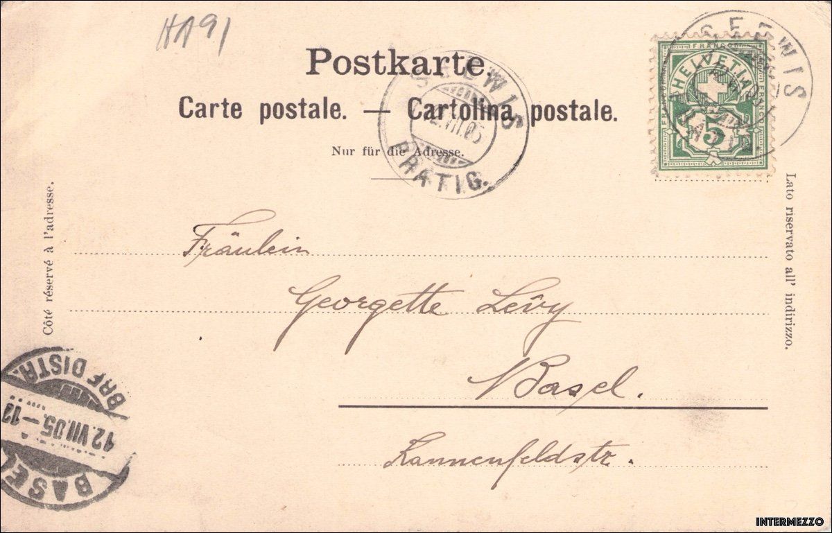 Cartoline postali: Seewis GR // 1905 Dorf Prättigau – Usato da Basel venduto da intermezzo12 1