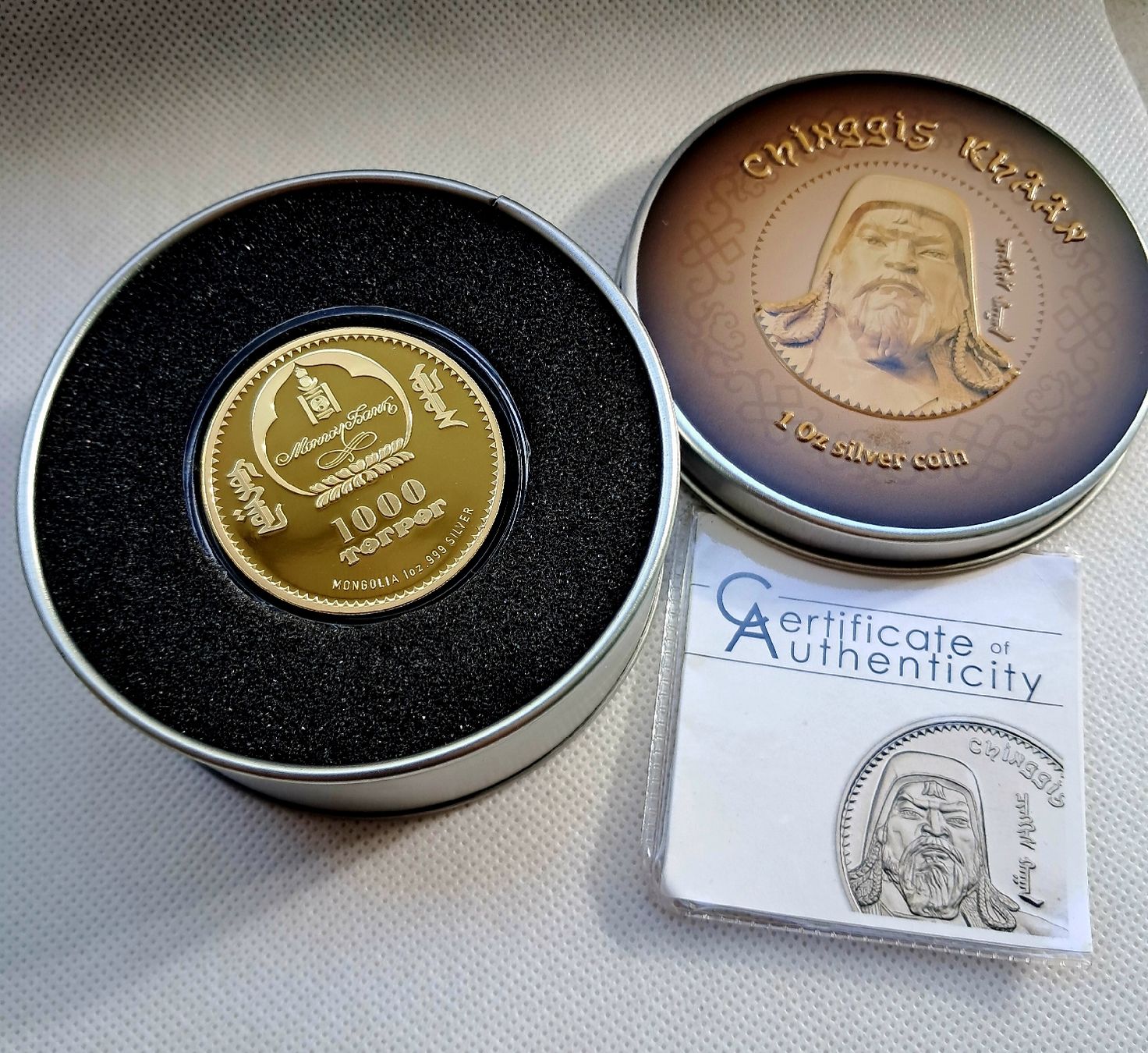 Tutti le monete: 1 OZ Silber Chinggis Khaan 2014 – Nuovo e nell'imballaggio originale da Weinfelden venduto da shopping-island 1