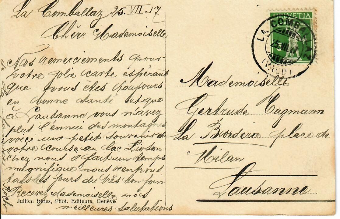 Cartoline postali: Lac Lioson  1917 – Usato da Hochdorf venduto da Ziegel-16 1