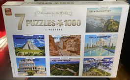 7 Weltwunder Puzzleset 7x1000 Teile, neuwertig!