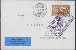 1926 Flugpost Brief 1. Postflug Ch.-de-Fonds-Basel F6 ab 1.-