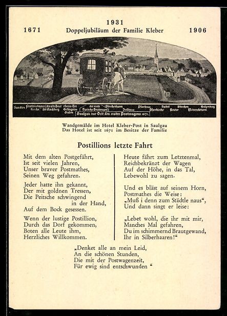 Cartoline postali: Postillons letzte Fahrt, Doppeljubiläum – Usato da Berlin venduto da bartko-reher