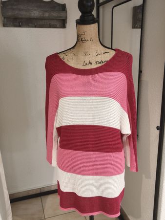 Damen Pullover Janina gestreift rot pink Grösse M