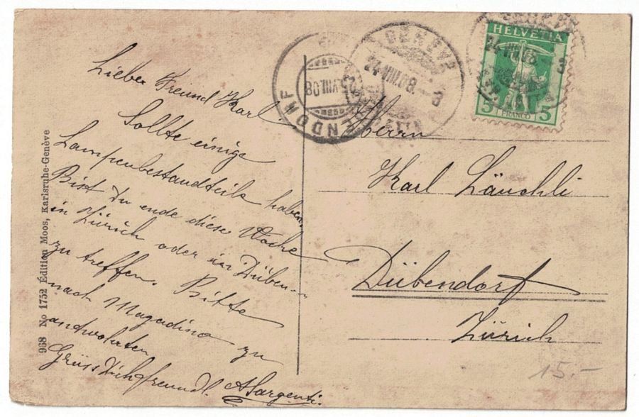 Cartoline postali: Genève, bâteau MAJOR DAVEL, circulée 1908 – Usato da Frauenfeld venduto da POML 1
