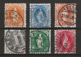 1907 : Stehende Helvetia Nr. 94A - 99A, KP 238.--