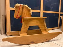 Holz Schaukelpferd, Massivholz, Vintage🐎