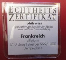 1/10 UNZE 999er Feinsilber - Paris Eiffelturm 1993 - stgl