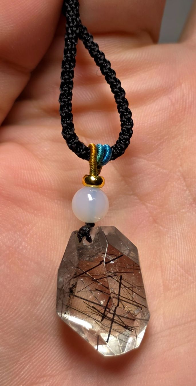 Minerali & Pietre curative: Schwarzer Rutil Anhänger an Kordelkette D – Nuovo e nell'imballaggio originale da Matzingen venduto da Shay_Crystalz 1