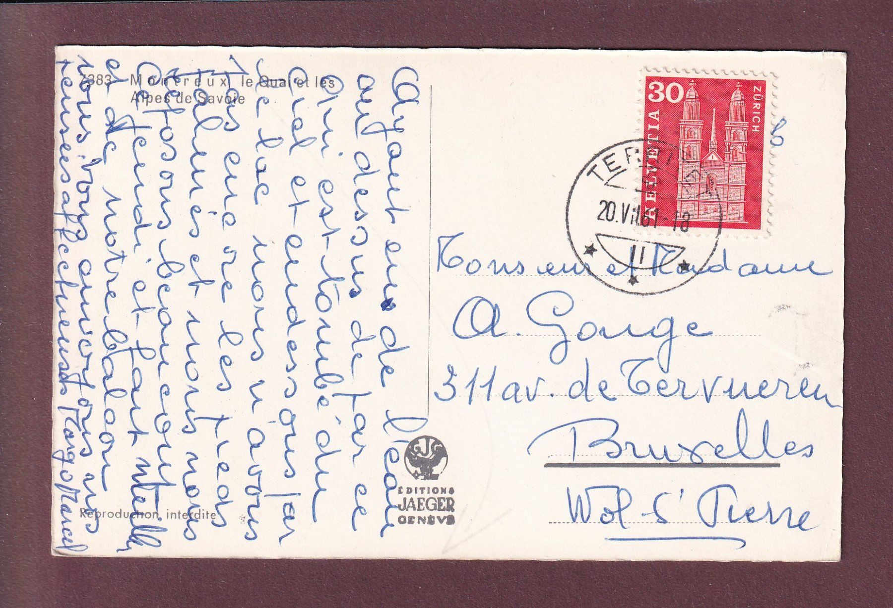 Cartoline postali: MONTREUX - Promenade - 1961 – Usato da Pully venduto da nicecards 1