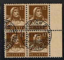 Tell 127 bloc de 4 oblitération Zürich 2