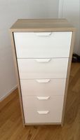 Moderne Kommode mit 5 Schubladen - Eiche/ Weiß