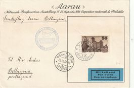 1938, Sonderflug ab Liechtenstein, mit Stempelfehler