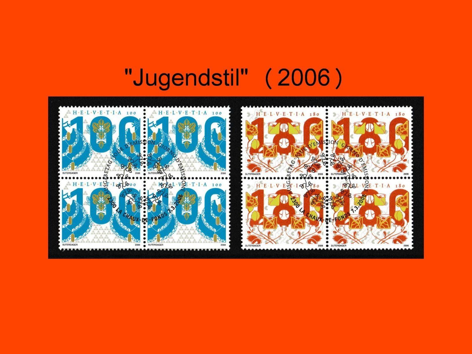 Tutti i francobolli: Viererblock-Serie "Jugendstil" (2006) – Nuovo (secondo la descrizione) da Dübendorf venduto da Jumbo1990