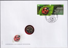 2002, Numisbrief/Münzbrief "Glücksbringer" mit 1 Räppler.